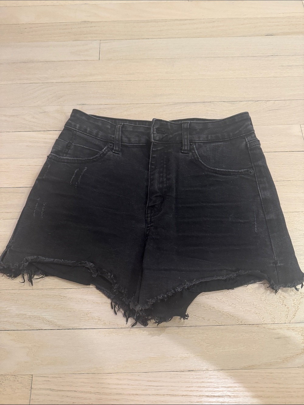 Just USA Black High-Waist Distressed Denim Shorts